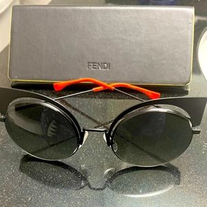 FENDI
Black Metal Cut Out Round Sunglasses - FF0177/S